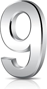 Vicloon 3D Door Numbers 3 Inches Self-Adhesive Waterproof Silver 9 view 1