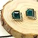 Lares Domi Vintage Gold-tone Crystal Incrusted Simulated Emerald Inlay Classic Art Deco Elegant Stud Earrings Emerald Green & Silver(W0.9cm,L1.2cm)