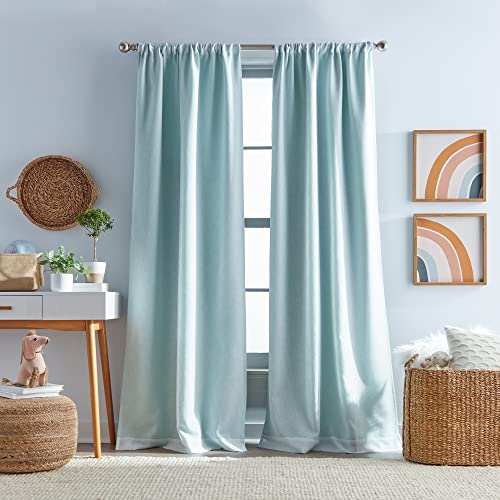 Dream Factory Room Darkening Curtains for Kids Bedroom Decor Metallic Sheer Lined Drapes Rod Pocket Window Treatment 2 Piece Set, 84