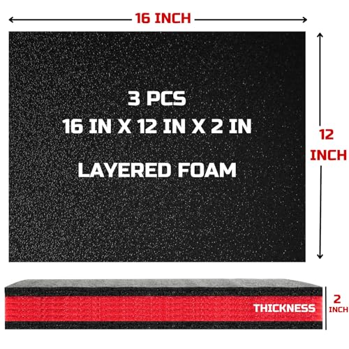 LBOYLOVE® 3 Pcs Toolbox Foam Sheet, 16x12x2 Inch Cuttable Foam Insert for Tool Box, Polyethylene Storage Sheet for Drawer, Camera Storage, Toolbox, Tool Shadow (400 * 300 * 50MM)