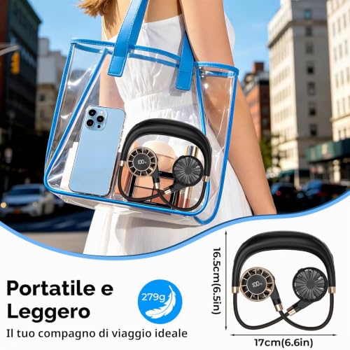 Neck Fan, 4 Ah Mini Portable Fan, 6 Speeds Silent Neck Fan, LCD Display Portable USB Rechargeable Fan, Desk Fan Office Bedside Walking