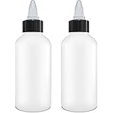 BRIGHTFROM Twist Top Applicator Bottles, Squeeze 4 OZ Empty Plastic Bottles, Refillable, Black Open/Close Nozzle - Multi Purpose (Pack of 2)