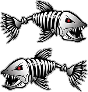 Amazon.com: Digital Skeleton Fish (2) Vinyl Decals for