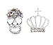 Premium Quality Nail Art Set of Metal 3D Decorations In Different Designs / Shapes Including Silver Skulls, Skulls With Rhinestones, Crowns With Crystals And Crosses With Jewels By VAGA