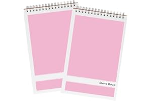 Duxesuk Steno Pads – 6x9 Inches 80 Sheets Steno Notebooks for Writing Notes in School, University, College & Office (2PCS Pink)