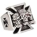 Triple Skulls Red Eyes Ball Iron Cross 316L Stainless Steel Mens's Cool Ring Punk Jewelry Sz 7-13
