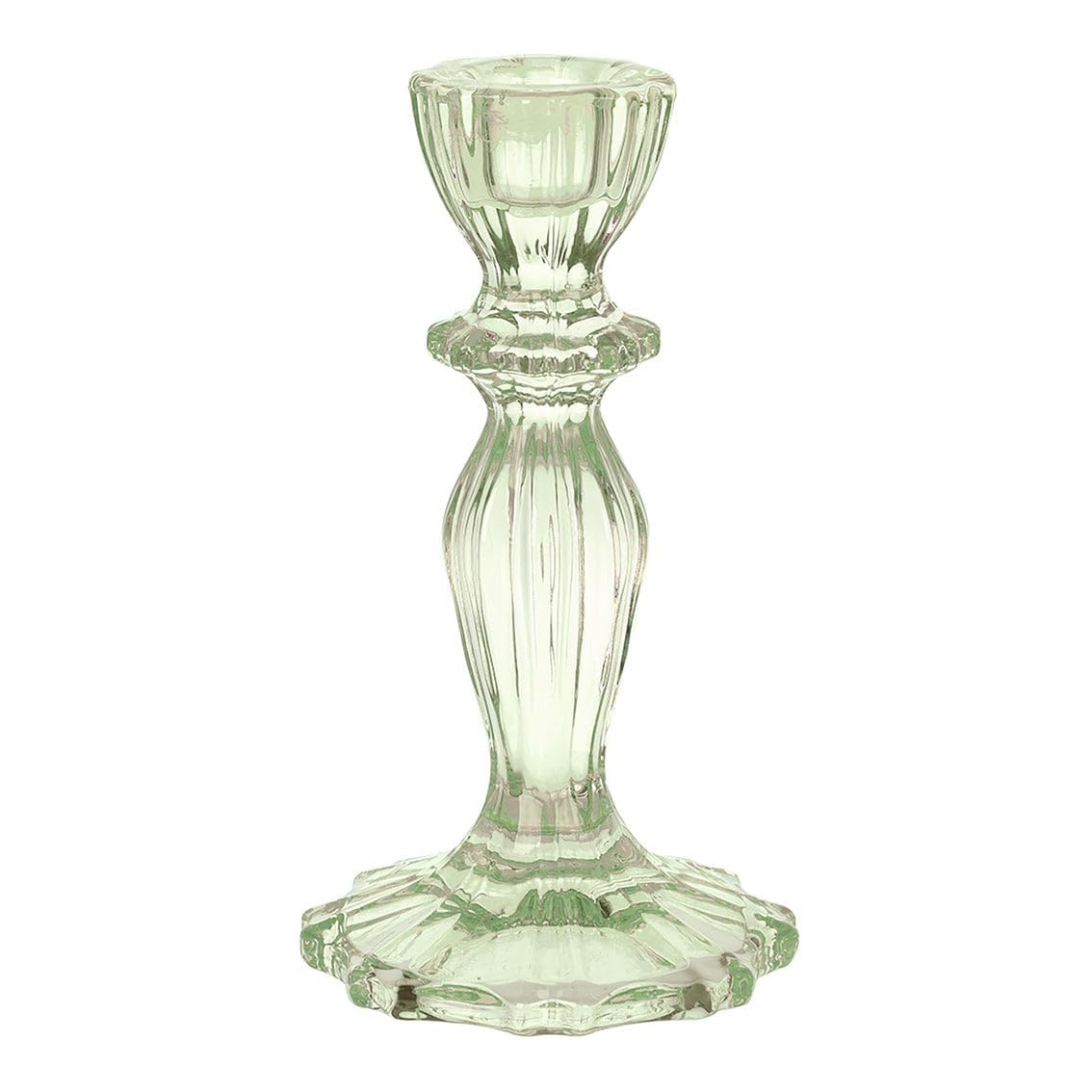 Green Glass Candlestick Holder, Decorative Taper Candle Stand, Elegant Dinner Party Decorations, Easter Home Decor, Summer Birthday, Garden, Wedding, One Size, Made By Talking Tables
