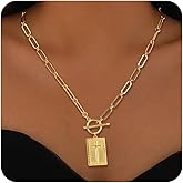 Aeiwjoi 14k Gold Plated Cross Pendant Necklace for Women Toggle Clasp Chain Necklace Chunky Cross Necklaces Gold Paperclip Chain Necklaces Christian Jewelry Gift for Christians Religious Gifts