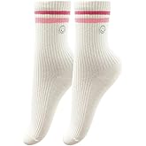 PLZSITDOWN Womens Solid Color Two Stripe Crew Socks Casual Athletic Smiling Face Ankle Socks for women Girls