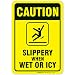 Slippery When Wet Or ICY Sign, Caution Sign, 10x7 Rust Free Aluminum, Weather/Fade Resistant, Easy Mounting, Indoor/Outdoor Use, Made in USA by SIGO SIGNS primary