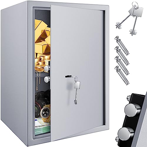 KESSER® Tresor Möbeltresor mit Doppelbartschloss, Safe Geldschrank Boden-Wandtresor Wandsafe 50x35x31cm ink. 2 x Schlüssel & Befestigungsschrauben, Si