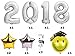 43 Pack Graduation Party Supplies 2018 - Grad Balloons Black, Gold, and Silver Decorations or Decor for College, High School
