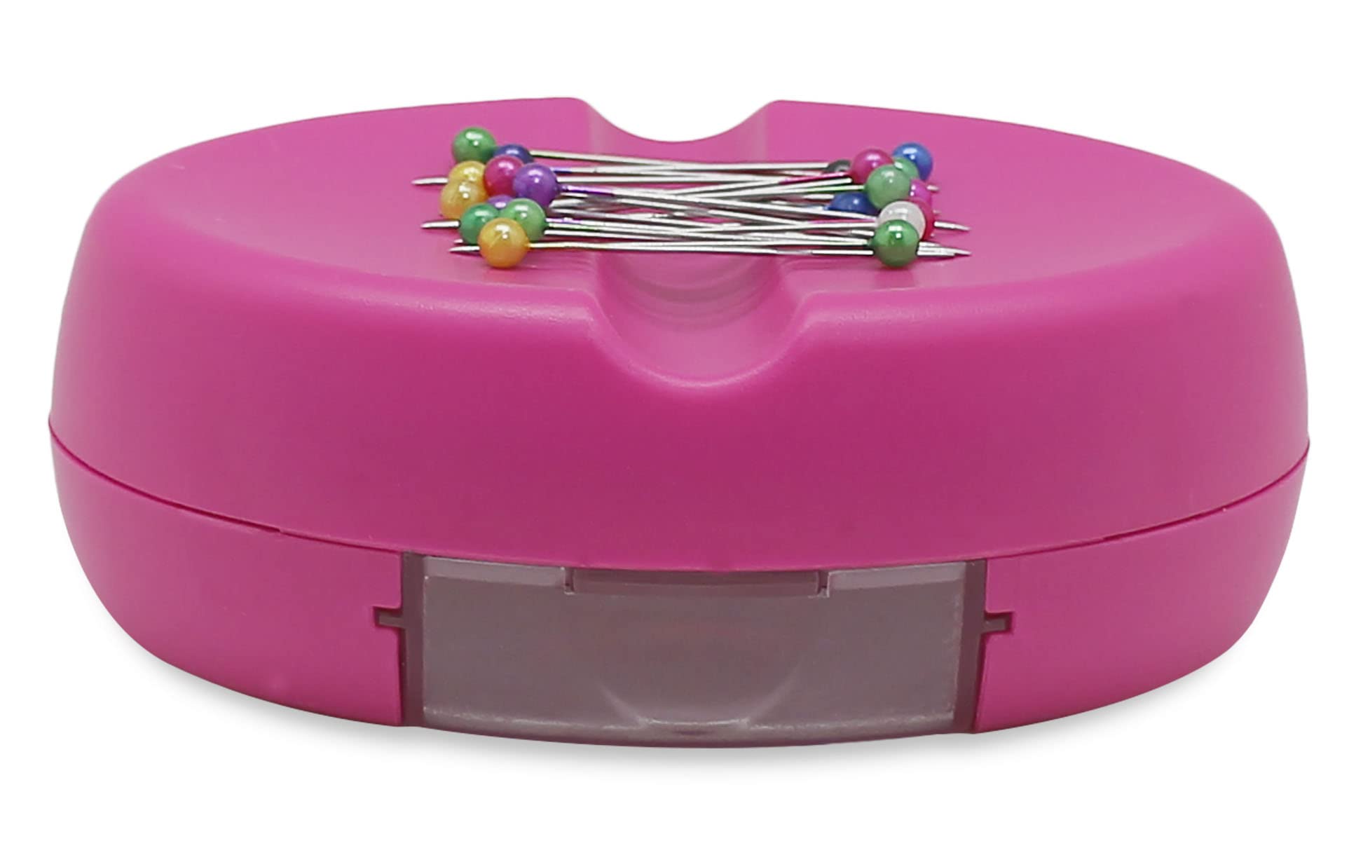 YEQIN Magnetic Sewing Pincushion with 15 Plastic Head Pins, Magnetic Pins Holder for Sewing Quilting, Pins, Paper Clips, Screws (Rose Red)