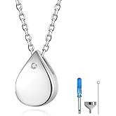 ZLILIJAN 925 Sterling Silver Urn Cremation Ashes Memorial Keepsake Teardrop Eternity Memorial Pendant Mom Dad Jewelry for Women