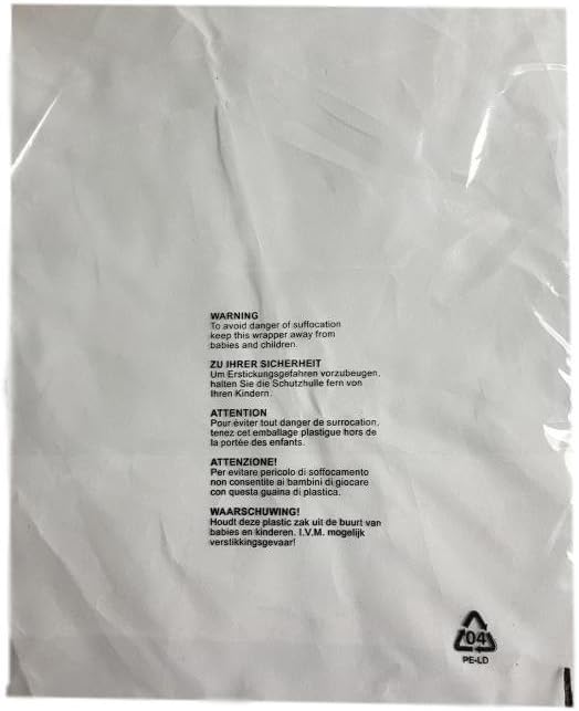 (Pack of 500) 290 x 375 mm, Granp Clothing Garment T-Shirt Bags Clear Protection Display 5 Language Mail Sacks with Child Safety Suffocation Warning