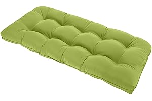 LOVTEX Tufted Bench Cushions for Outdoor Furniture Waterproof, 44 x 19 inches Patio Swing Cushions Grass Green - Overstuffed Indoor/Outdoor Loveseat Cushions with Round Corner