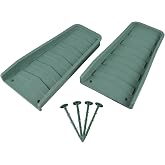 WESTERN SUPPLY HARDWARE Downspout Splash Block, 17" Heavy-Duty Rain Gutter Extension, Thickened Gutter Splash Guard with PE Fixing Nails for Water Drainage, Prevents Soil Erosion, Green (2 Pack)