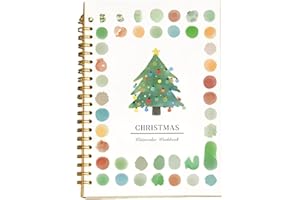 Cahier d'exercices d'aquarelle avec 12 illustrations - Livre de coloriage à l'eau de Noël - Livre de peinture à l'eau pour dé