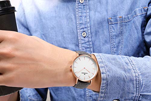 Tonnier Stainless Steel Slim Men Watch Quartz Watch Black Face (Gray)