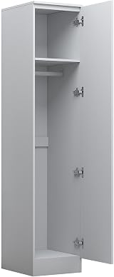 Reflect 1 Door High Gloss Wardrobe | White Melamine Finish | Storage view 9