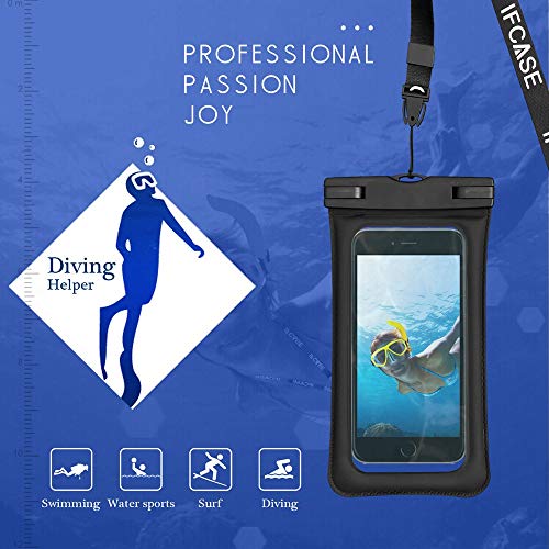 Universal Waterproof Case, IFCASE IP68 Floating TPU Phone Dry Bag Pouch for iPhone Xs Max/XR/XS/X, iPhone 7/8 Plus, Samsung Galaxy S8+/S9+, Note 9/8, Pixel 3/2 XL (Black) - Thumbnail 7