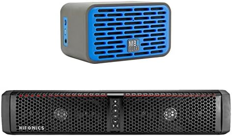 Hifonics TPS6 THOR 6-Speaker Bluetooth Marine Powersports Amplified Universal Weatherproof Soundbar Speaker Bundle Combo With Mb-quart QUB2.10201 QUBTwo Dual Driver Blue Wireless Bluetooth Speaker