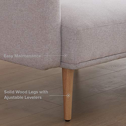 Mopio Chloe Convertible Futon Couch Bed, Fabric Tufted Modern Sofa Sleeper with Tapered Wood Legs, 69" W, Perfect Suit for Your Living Room, Light Gray - Thumbnail 6