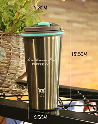 17oz Travel Mug, Stainless Steel Travel Coffee Thermoses Creative Car Vacuum Coffee Tumblers Cup Water Bottle Flask for Outdoors Hot & Cold Drinks