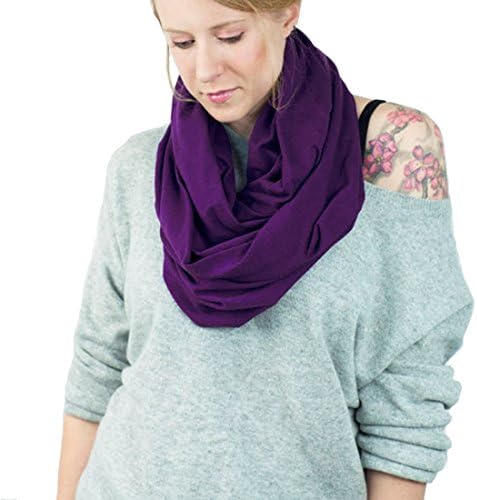 LebenLerBen® Womens Ladies Soft Cotton Snood Scarf Solid Infinity Loop Scarves Neck Wrap Purple