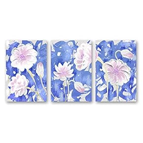 Canvas Wall Art Abstract Oil Painting Feature Flowers Painting Artwork for Home Prints Framed - 16"x24" x 3 Panels