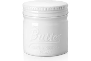 DOWAN Butter Crock, French Butter Dish for Spreadable Soft Butter, Ceramic Butter Keeper With Lid for Countertop, Butter Dish With Waterline, Housewarming Gift, Kitchen and Home Decor, Soft White