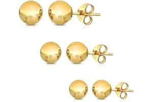 PORI JEWELERS .925 Sterling Silver Ball Stud Earrings (3-Pair-Pack) 3MM 4MM AND 5MM… Choose your color