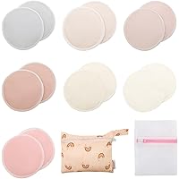 ALVABABY Nursing Pads 4 Layer Bamboo Breast Pads Soft Absorbent Maternity Reusable Pads Round Breastfeeding For Mothers Flat