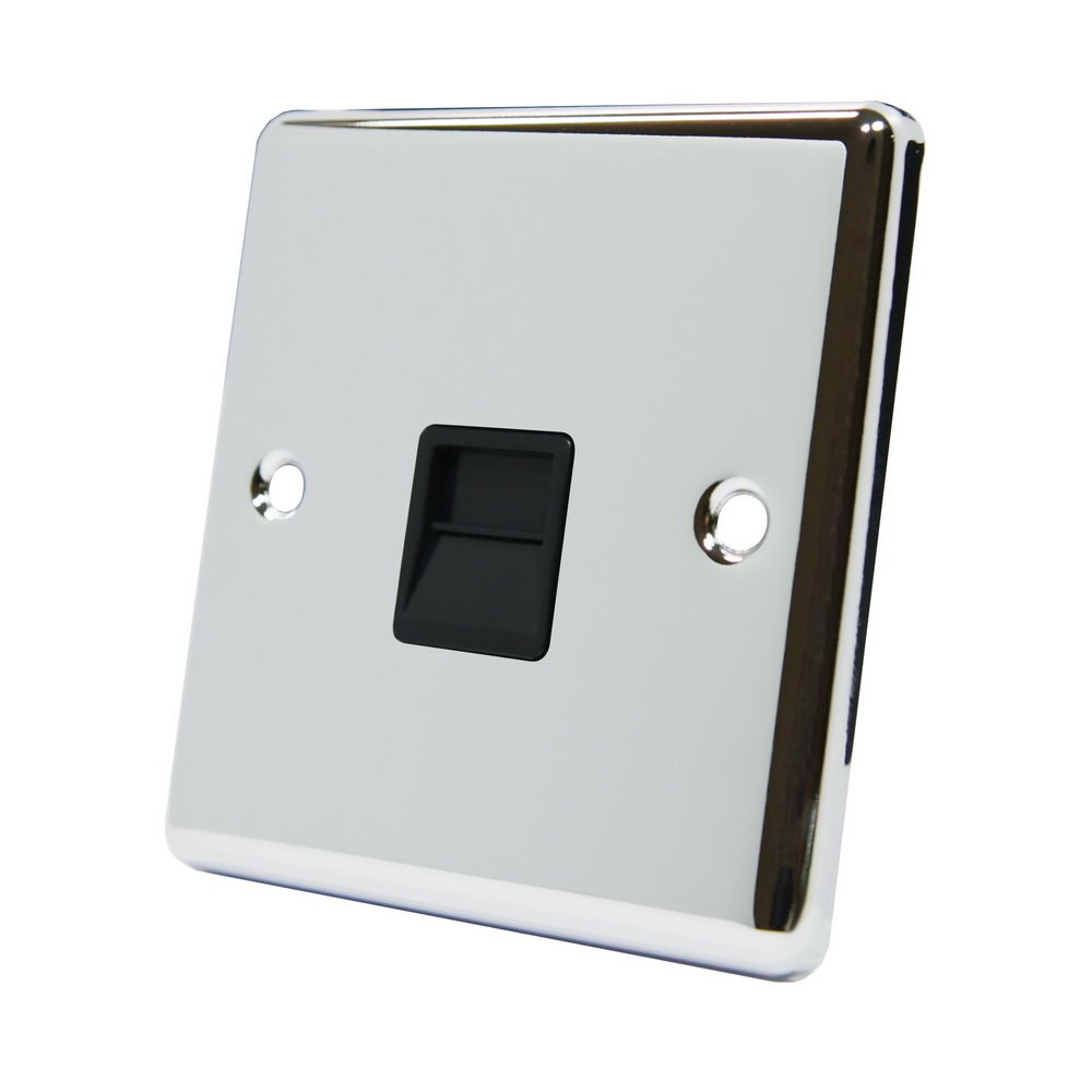 AET CPCTELMBL Classical Chrome Polished BT Telephone Master Black Insert Socket