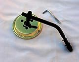 Mr Luckys Brass Plated 3 Inch Mini Mirror, Black Stem, Hardware for Harley, Bobber, Chopper, Vintage, Retro, Custom