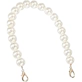 uxcell Imitation Pearl Purse Strap, 16" Bag Extender Chain with Lobster Buckle Handbag Purse Chain Replacement Beaded Strap for DIY Handbag Hang Bag Accessories, 18mm Gold