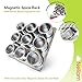 Nellam Stainless Steel Magnetic Spice Jars - Bonus Measuring Spoon Set - Airtight Kitchen Storage Containers - Stack on Fridge to Save Counter & Cupboard Space - 9pc Organizers in Silver