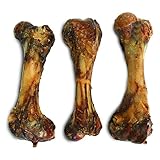 Baxter Boy Premium Roasted Pig Femur Bone Meaty Dog Treat Chew (Pack of 3) - 8" Dog Bone - Fresh Natural Gourmet Marrow Dog Treat Chew - Delicious and Tasty Smoked Flavor (3 Bones)