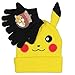 Novelty Pokemon Pikachu Ear Youth Beanie with Black Mittens