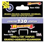 Arrow Fastener 305 Genuine 5/16-Inch Thin Wire Staples for T30 staple gun, HT30 hammer tacker. 1,000-Pack