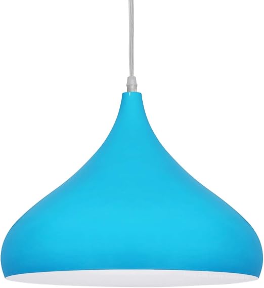 Modern Blue Ceiling Light Shade Hanging Pendant Lamp Metal Dome Gloss