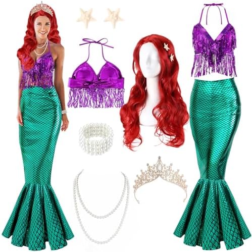 spirit halloween mermaid dress Adult Ariel Costume - The Little Mermaid, Purple/Teal/Blue, Medium