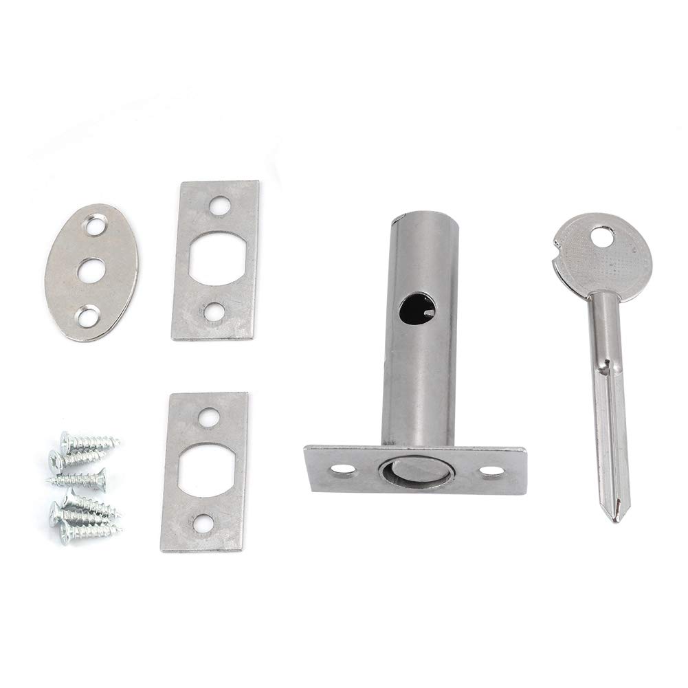 Kafuty Stainless Steel Hardware Pipe Tube Well Invisible Lock Kits for Fireproof Door Escape Aisle, Including 1 * Tube Well Lock, 3 *Lock Buckle and 1 * Key, Suitable for Hotel, Family, Factory