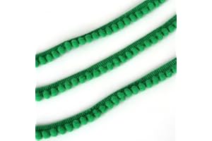 Yalulu 10 Yards Mini Pom Pom Trim Ball Fringe Ribbon Tassel DIY Craft Sewing Accessory for Home Curtain Clothes Pillow Decoration (Dark Green)
