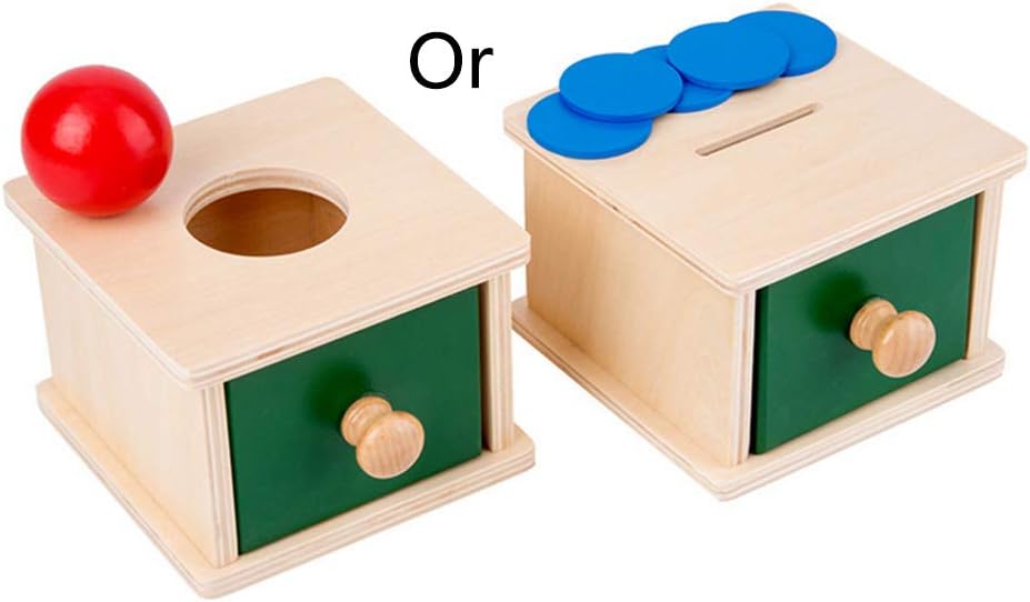 wenjuersty Infant Toddler Wooden Coin Ball Matching Box Montessori Tools for Baby Children