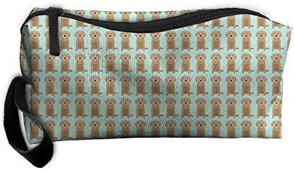 ALYue Women Girls Seamless Golden Retriever Pattern Portable Handbag Storage Pouch Toiletry Bag Case Accessories Organizer Healthcare Kit Grooming Cosmetics Travel Make-up Bag With Zipper