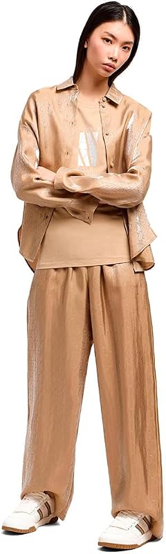 Maglietta da Donna Arte Sella, Foil Monogram Logo, Legno/Grano, XL