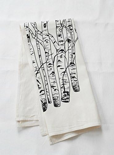 Organic Cotton Birch Tree Tea Towel in Black