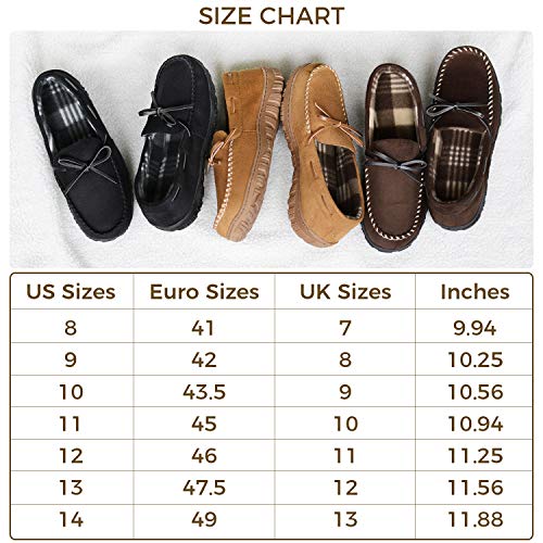 Mens Moccasin Slippers Memory Foam Slippers Men House Slippers for Men Indoor Outdoor Mens Cozy Slippers with Rubber Soles Beige Size 8