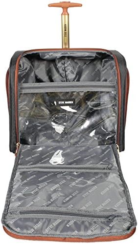 Steve Madden Designer 15 Inch Carry on Suitcase- Small Weekender Overnight Business Travel Luggage- Lightweight 2- Rolling Spinner Wheels Under Seat Bag for Women (Black) 3 Steve Madden Designer 15 Inch Carry on Suitcase- Small Weekender Overnight Business Travel Luggage- Lightweight 2- Rolling Spinner Wheels Under Seat Bag for Women (Black)
